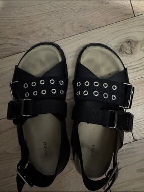 Sacai APC 38 Jules 8 Black Buckle Eyelet Strap Sandals